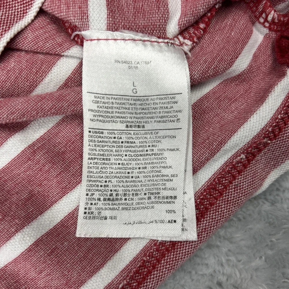 Banana Republic‎ Polo Shirt Mens Large Red White Striped Short Sleeve Cotton
